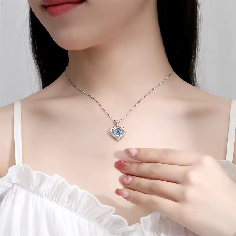 Conjunto Luxo Coração Oceano Prata 925 Feminino