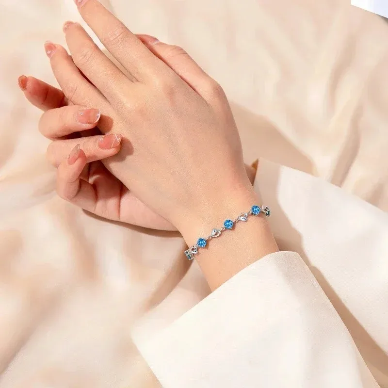 Conjunto Luxo Coração Oceano Prata 925 Feminino