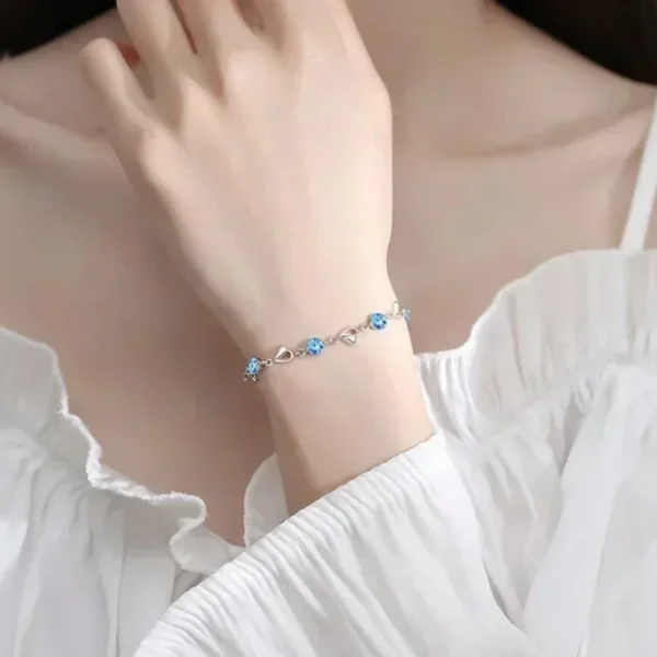 Conjunto Luxo Coração Oceano Prata 925 Feminino